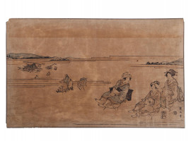 AN ANTIQUE JAPANESE WOODBLOCK PRINT, 19TH C.