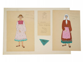 JULIA BELOMLINSKY SOVIET COSTUME DESIGN DRAWINGS