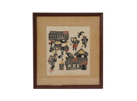 A VINTAGE MODERN ASIAN WOODBLOCK PRINT SIGNED