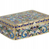 RUSSIAN GILT SILVER CLOISONNE ENAMEL JEWELRY BOX PIC-0