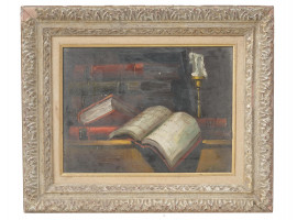 A FRANK LEAN OIL ON CANVAS STILL LIFE PAINTING