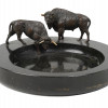 ANTIQUE ART DECO BUSINESS CARD BOWL WITH BULLS PIC-0
