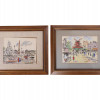 TWO VINTAGE PAINTINGS ON SILK PARIS THE 1950S PIC-0