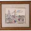 TWO VINTAGE PAINTINGS ON SILK PARIS THE 1950S PIC-1