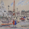 TWO VINTAGE PAINTINGS ON SILK PARIS THE 1950S PIC-4