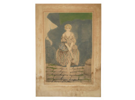 FRENCH COLOR ETCHING LADY CARRIAGE BY LOUIS ICART