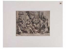 DUTCH ETCHING HOLY FAMILY BY BARTHOLOMEUS DOLENDO