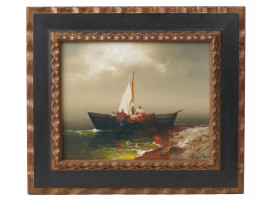 OIL COASTAL SCENE PAINTING BY ARTHUR UPELNIEKS