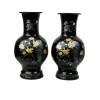 PAIR OF EXTRA LARGE ORIENTAL MOTHER OF PEARL VASE PIC-0