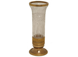 A FRENCH ART DECO ORMOLU MOUNTED GLASS VASE