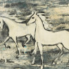 A FRENCH MIXED MEDIA PAINTING HORSES BY NADI KEN PIC-1