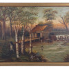 OIL PAINTING VILLAGE LANDSCAPE SIGNED BY M MOORE PIC-0