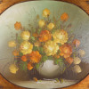 AN ANTIQUE OIL ON CANVAS FLORAL PAINTING PIC-1