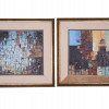 VINTAGE ART TWO OIL JERUSALEM ABSTRACT PAINTINGS PIC-0