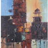 VINTAGE ART TWO OIL JERUSALEM ABSTRACT PAINTINGS PIC-3