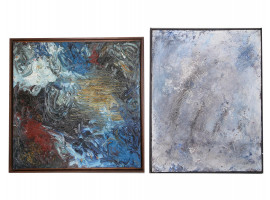 TWO ABSTRACT OIL PAINTINGS BY CAROLYN MUNACO
