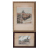 TWO ANTIQUE AUSTRIAN HAND PAINTED ETCHINGS PIC-0