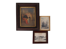 A LOT OF THREE ANTIQUE PRINTS AND ETCHINGS