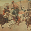 AN ANTIQUE BERBER CAVALRY COLOR LITHOGRAPH PIC-1