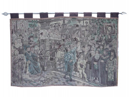 A LARGE VINTAGE FRENCH TAPESTRY WALL HANGING