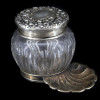 STERLING SILVER AND CUT CRYSTAL GLASS JAR W STAND PIC-0