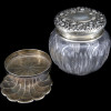 STERLING SILVER AND CUT CRYSTAL GLASS JAR W STAND PIC-2