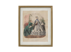 ANTIQUE 1862 VICTORIAN FASHION LITHOGRAPH PRINT