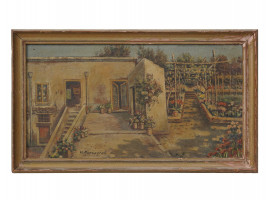 ITALIAN OIL PAINTING VILLAGE SIGNED BY MONSAGRATI