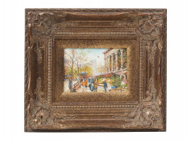 AMERICAN OIL PAINTING STREET SIGNED BY H Q LYNN