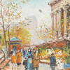 AMERICAN OIL PAINTING STREET SIGNED BY H Q LYNN PIC-1