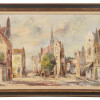 CONTEMPORARY MEDIEVAL VILLAGE OIL PAINTING PIC-0