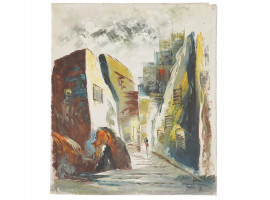 TALLIZ VINTAGE MID CENTURY OLD YAFFA STREET PAINTING