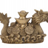 ANTIQUE CHINESE BRONZE DRAGON MONEY LUCKY STATUE PIC-2