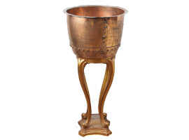 VINTAGE COPPER PLANTER WITH A WEIMAN WOODEN STAND