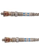 PAIR OF RUSSIAN SILVER CLOISONNE ENAMEL SPOONS