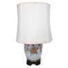 CHINESE POLYCHROME PORCELAIN DESK LAMP WITH SHADE PIC-0