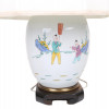 CHINESE POLYCHROME PORCELAIN DESK LAMP WITH SHADE PIC-6