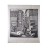 DUTCH WOODCUT PRINT STILL LIFE STREET BY M ESCHER PIC-0