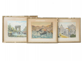 SET OF 3 VINTAGE PRINTS WITH FAMOUS PLACES