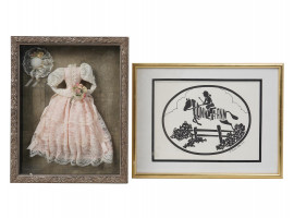 TWO VINTAGE GIRLS WALL DECOR FRAMED