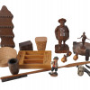 COLLECTION OF ETHNIC FOLK HAND CARVED WOOD WARES PIC-0