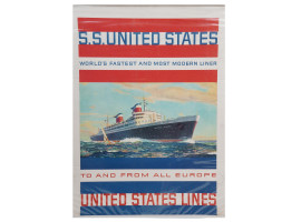 ORIGINAL USA SS LINES ADVERTISING TRAVEL POSTER