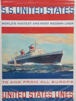 ORIGINAL USA SS LINES ADVERTISING TRAVEL POSTER