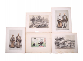 ANTIQUE JAPAN PERRY EXPEDITION COLOR LITHOGRAPHS