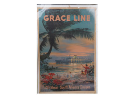 ORIGINAL 1950S GRACE LINE ADVERTISEMENT POSTER