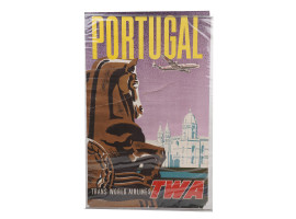 ORIGINAL VINTAGE PORTUGUESE TWA TRAVEL AD POSTER