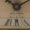 VINTAGE SETH THOMAS MANTEL CLOCK WOOD AND GOLD PIC-3