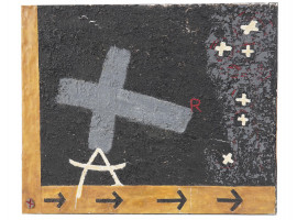 MID CENTURY ABSTRACT PAINTING BY ANTONI TAPIES