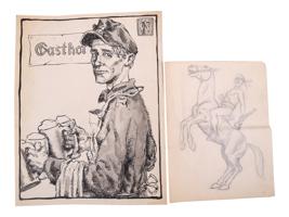 TWO DRAWINGS BY BILL FRACCIO ADVENTURE STORIES