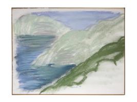 ABSTRACT ART SEA LANDSCAPE DRY PASTEL DRAWING